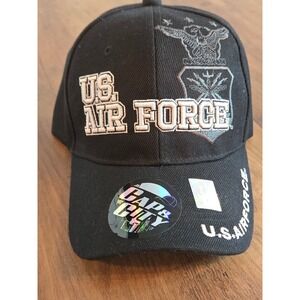 US Air Force Baseball Cap Black Embroidered Licensed USAF Hat Adjustable NWT